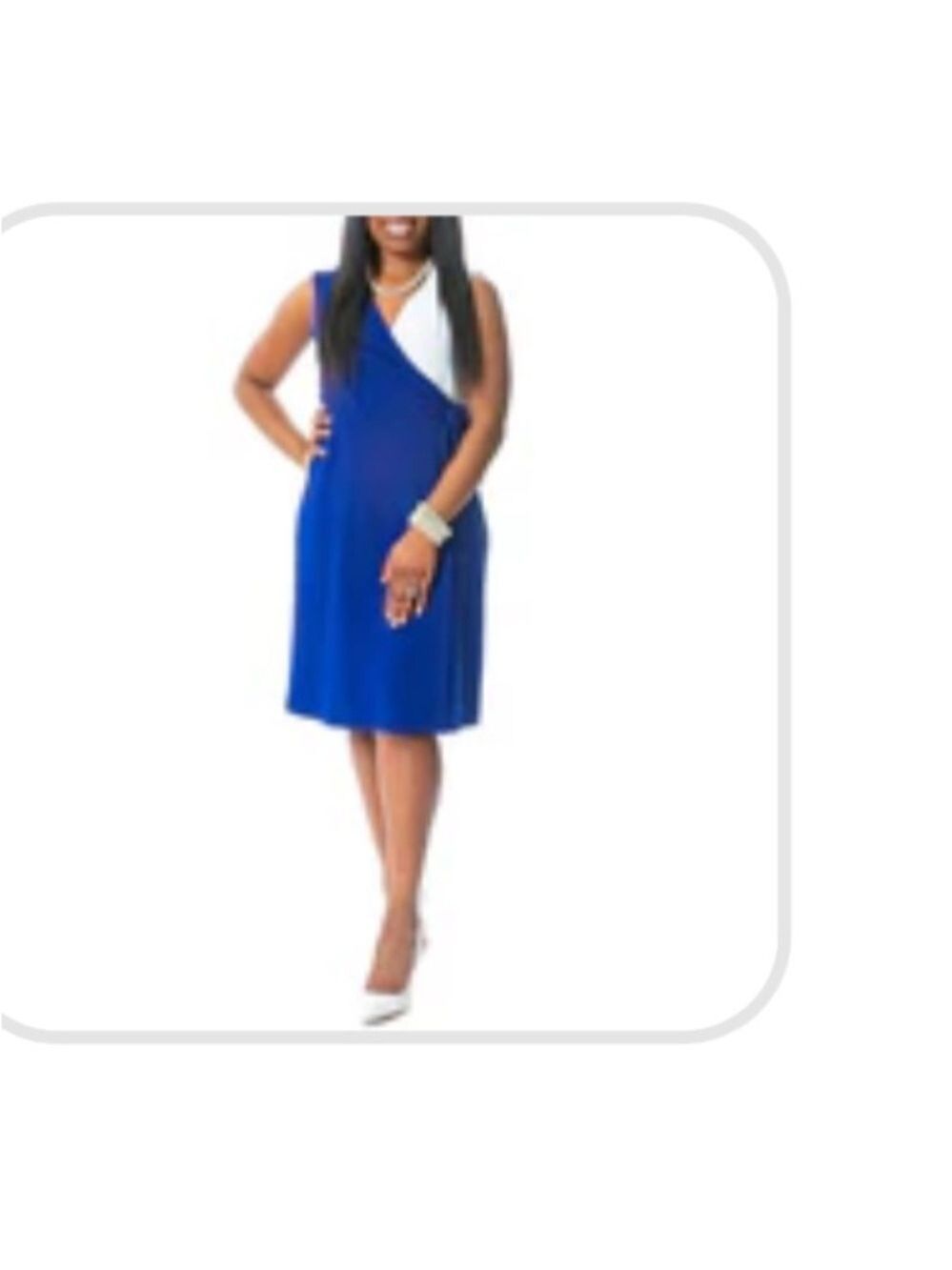Kasper Women's Royal Blue V-Neck Knee-Length Wrap Dress Size XL.‎